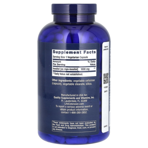 Life Extension Инозитол (Inositol Caps) 1000 мг. 360 растительных капсул фото 2
