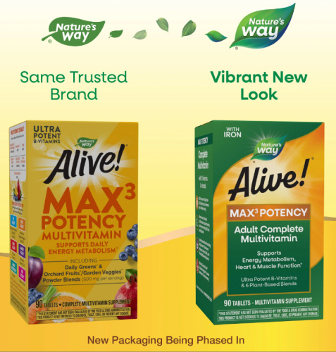 Alive! Max3 Potency (мультивитаминный комплекс с железом) 90 таблеток (Nature's Way) фото 4