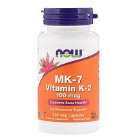 Now Foods MK-7 Витамин K2 100 мкг. 120 растительных капсул