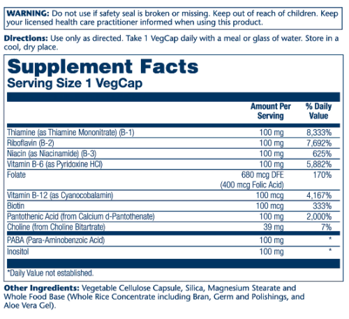 Solaray Vitamin B-Complex (Комплекс витаминов группы B) 100 мг. 100 растительных капсул фото 6