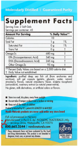 Ultimate Omega Junior (Омега для детей 6-12 лет) клубника 340 мг 90 гел капсул (Nordic Naturals) фото 2