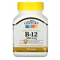 B-12 1000 мкг Prolonged Release (Витамин B12 пролонгированное действие) 110 таблеток (21st Century)