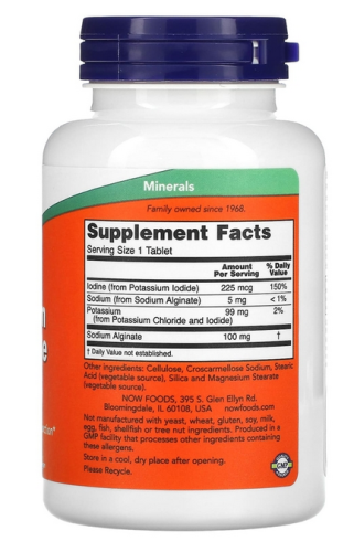 Now Foods Potassium plus Iodine (Калий + Йод) 180 таблеток фото 2