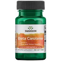 Beta Carotene Vitamin A 10000 IU (Витамин А 3000 мкг) 100 мягких капсул (Swanson)