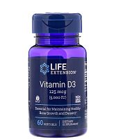 Life Extension Витамин D3 (Vitamin D3) 5000 IU 125 мкг. 60 капсул