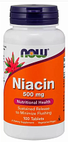 Now Foods Niacin Sustained Release (Ниацин медленного высвобождения, Витамин B3) 500 мг. 100 таблеток