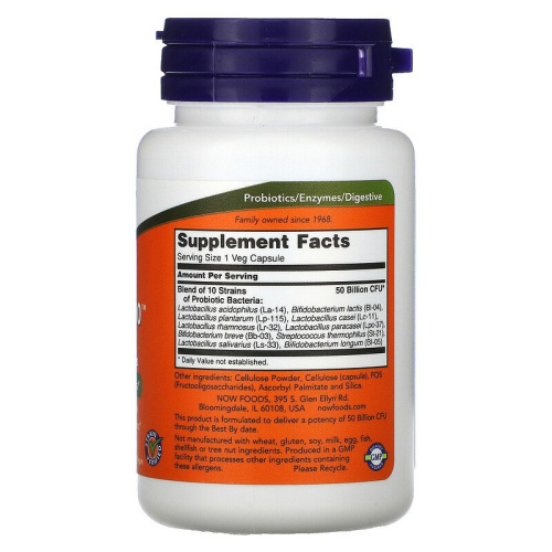 Now Foods Probiotic-10 50 млрд. 50 вегетарианских капсул фото 2