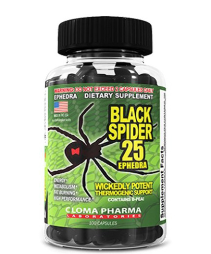 Жиросжигатель Cloma Pharma Black Spider 100 капсул 25 Ephedra фото 3