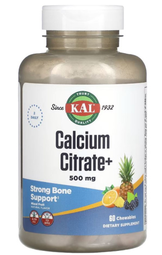 KAL Calcium Citrate+ (Цитрат Кальция) 500 мг. 60 жевательных таблеток