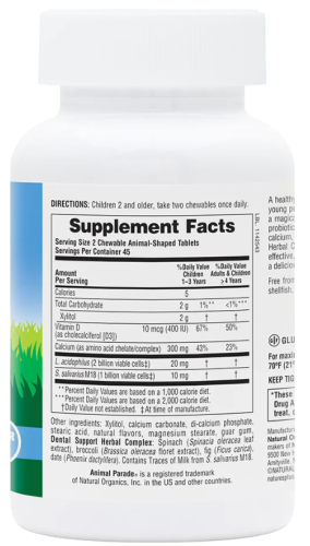 Tooth Fairy® Animal Parade® (детский жевательный пробиотик для полости рта) 90 таб (NaturesPlus) фото 2