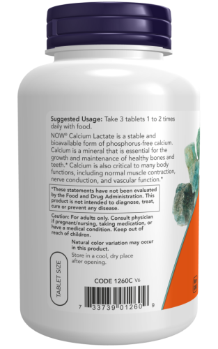 Now Foods Лактат Кальция (Calcium Lactate) 255 мг. 250 таблеток фото 4