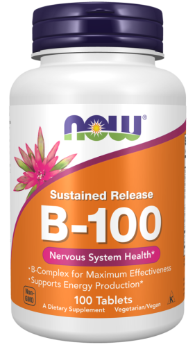 Now Foods Sustained Release B-100 (Комплекс витаминов группы B, длительного высвобождения) 100 таблеток