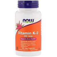 Now Foods Vitamin K-2 Витамин K-2 100 мкг. 100 растительных капсул 