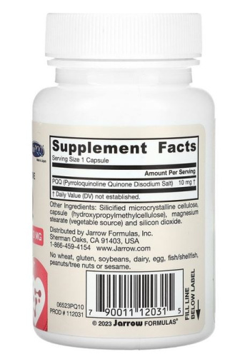 Jarrow Formulas PQQ (Пирролохинолинхинон) 10 мг. 30 растительных капсул фото 3