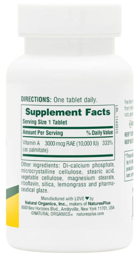 Vitamin A 10000 IU water-dispersible (Водорастворимый витамин А) 90 таблеток (NaturesPlus) фото 2