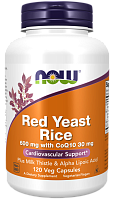 Now Foods Red Yeast Rice 600 мг. with CoQ10 30 мг. (Красный Дрожжевой Рис + Коэнзим Q10) 120 растительных капсул