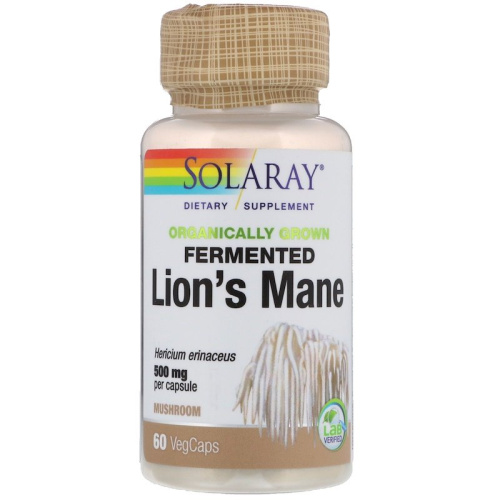 Fermented Lion`s Mane (ферментированный ежовик гребенчатый) 500 мг 60 капсул (Solaray)