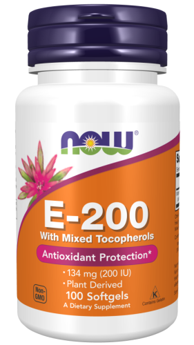 Now Foods Vitamin E-200 With Mixed Tocopherols (Витамин E смешанные токоферолы) 100 мягких капсул