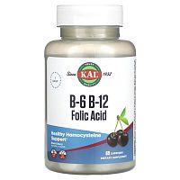 KAL B-6 B-12 Folic Acid (Витамины B-6, B-12 и Фолиевая кислота) 60 пастилок со вкусом ягод