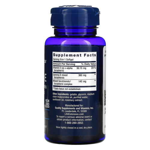 Life Extension Gamma E Mixed Tocopherols & Tocotrienols (Гамма-Е Смешанные токоферолы и токотриенолы) 60 мягких капсул фото 2