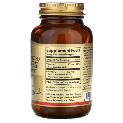 Solgar Натуральная Клюква с Витамином C (Cranberry With Vitamin C) 60 растительных капсул фото 2