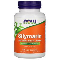 Now Foods Silymarin Milk Thistle Extract with Turmeric (Силимарин, экстракт расторопши с куркумой) 150 мг. 120 растительных капсул