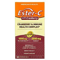 Vitamin C Ester-C с клюквой и комплексом для поддержки иммунитета 90 таблеток (American Health)