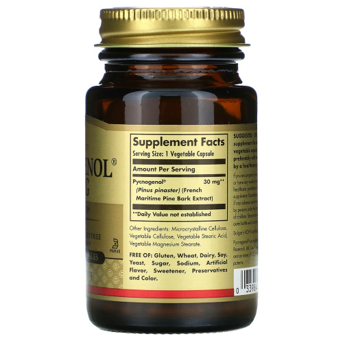 Solgar Pycnogenol (Пикногенол) 30 мг. 30 вегетарианских капсул фото 2