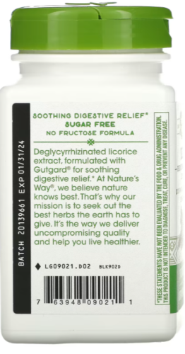Nature's Way DGL (Глицирризинат солодки) 100 жевательных таблеток фото 5 Nature's Way DGL (Глицирризинат солодки) 100 жевательных таблеток фото 5