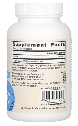 Jarrow Formulas Vegan Inositol (Инозитол) 750 мг. 100 растительных капсул фото 3