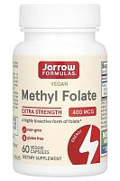 Jarrow Formulas Vegan Methyl Folate Extra Strength (Метилфолат повышенной силы) 400 мкг. 60 растительных капсул