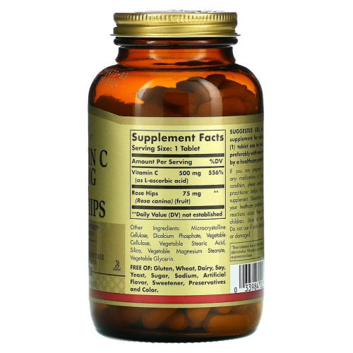 Vitamin C 500 мг with Rose Hips (витамин C с плодами шиповника) 100 таблеток (Solgar) фото 2