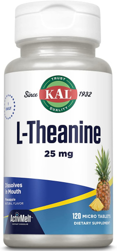 KAL L-Теанин (L-Theanine ActivMelt со вкусом ананаса) 25 мг. 120 микротаблеток