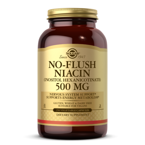 No-Flush Niacin 500 мг (Витамин B3) 250 вег капсул (Solgar)