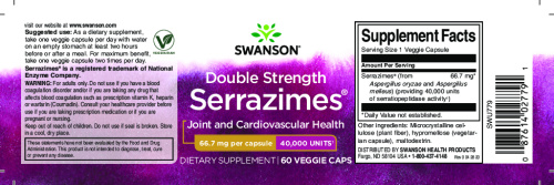 Serrazimes 66.7 mg 40 0000 units (40 000 ед серратиопептидазной активности) 60 вег капсул (Swanson) фото 2
