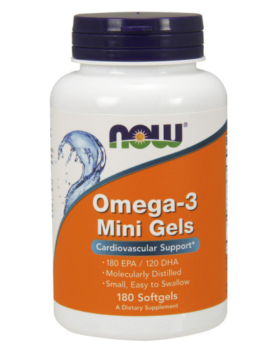 Now Foods Omega-3 Mini Gels Омега-3 180 мини-гелевых капсул  фото 2