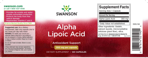 Alpha Lipoic Acid 300 mg (Альфа-липоевая кислота 300 мг) 120 капсул (Swanson) фото 3 Alpha Lipoic Acid 300 mg (Альфа-липоевая кислота 300 мг) 120 капсул (Swanson) фото 3