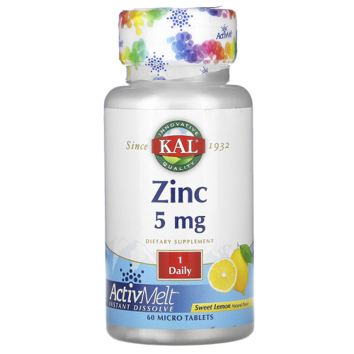 Zinc 5 mg ActivMelt (Цинк 5мг) 60 микро таблеток Сладкий лимон (KAL) фото 4