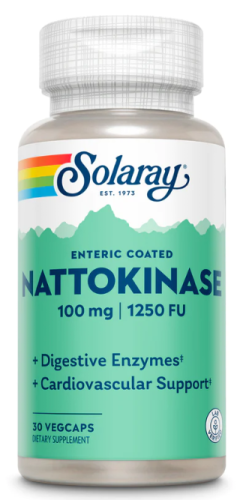 Solaray Enteric Coated Nattokinase (Наттокиназа, покрытая кишечнополостной оболочкой) 100 мг. 1250 FU 30 растительных капсул