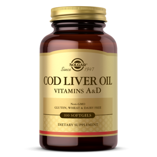 Cod Liver Oil Vitamins A & D (Масло печени трески) 100 капсул (Solgar)