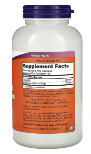 Now Foods Quercetin With Bromelain (Кверцетин с бромелаином) 240 растительных капсул фото 2