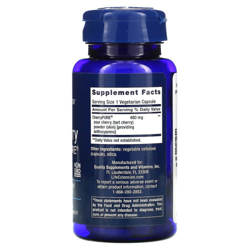 Life Extension Tart Cherry with CherryPure (Концентрат вишни) 480 мг. 60 растительных капсул фото 2