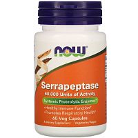 Now Foods Serrapeptase (Серрапептаза) 60000 SU 60 растительных капсул