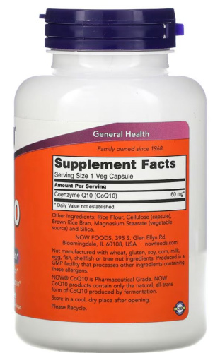 Now Foods CoQ10 (Коэнзим Q10) 60 мг. 180 растительных капсул фото 2
