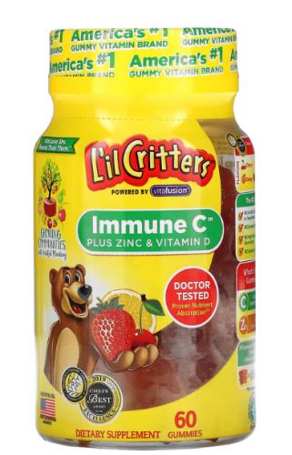 Immune C Plus Zinc & Vitamin D фруктовое ассорти 60 жевательных конфет (L'il Critters)