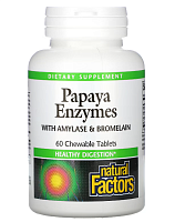 Papaya Enzymes with Amylase and Bromelain (Энзимы Папайи) 60 жевательных таблеток (Natural Factor)