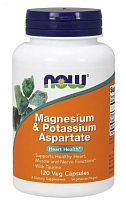 Now Foods Magnesium & Potassium Aspartate with Taurine (Магний и Калий Аспартат + Таурин) 120 растительных капсул