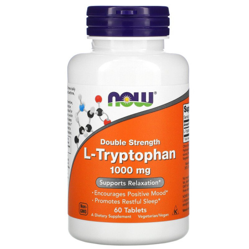 Now Foods L-Tryptophan Double Strength (L-Триптофан Двойной Силы) 1000 мг. 60 таблеток
