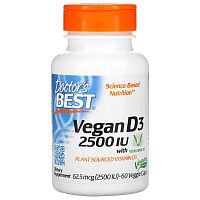 Vegan D3 2500 IU with Vitashine D3 60 вег капсул (Doctor`s Best)