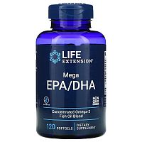 Life Extension Mega EPA/DHA (Omega-3) 120 мягких капсул